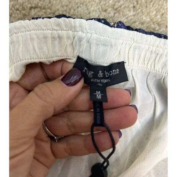 NWT Rag & Bone Delaney Witchy Boho Whimsigoth Metallic Navy Beige Maxi Skirt M - Picture 7 of 12